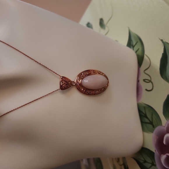 JTV Pink Opal 18K Rose Gold Over Silver Pendant - Picture 2 of 9
